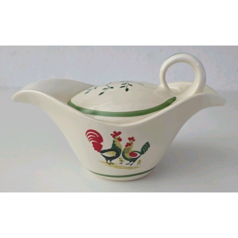 Vintage MCM Rooster Sugar Dish & Lid Steubenville Horizon Family Affair